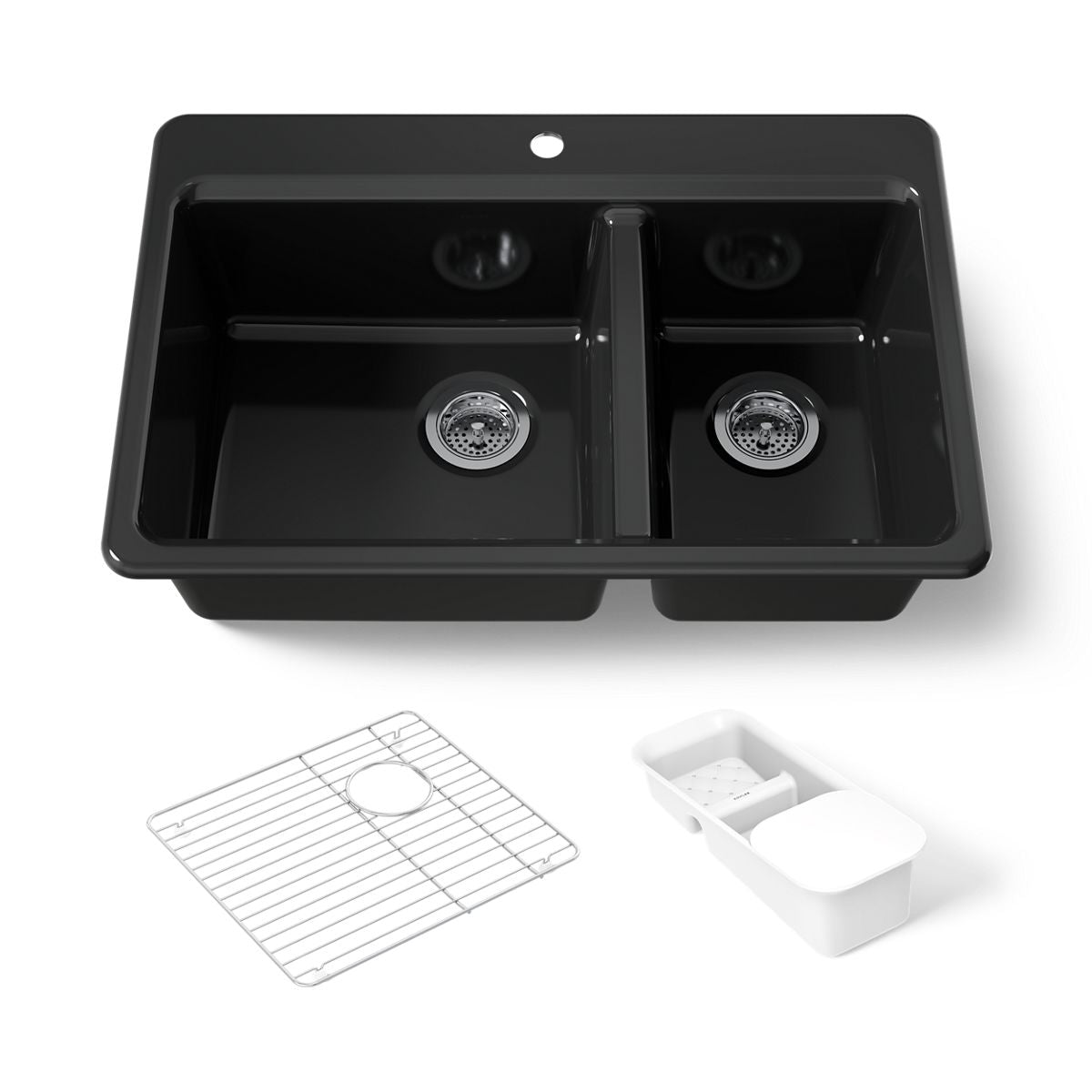 KOHLER K-8669-1A2 Riverby 33" top-mount double-bowl workstation kitchen sink