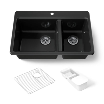 KOHLER K-8669-1A2 Riverby 33" top-mount double-bowl workstation kitchen sink