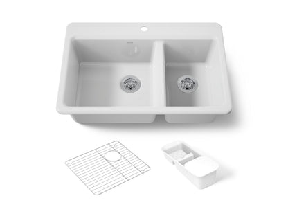 KOHLER K-8669-1A2 Riverby 33" top-mount double-bowl workstation kitchen sink