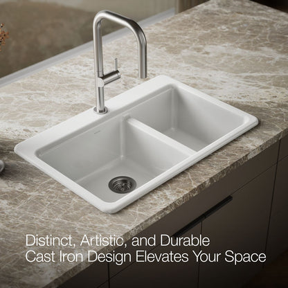 KOHLER K-8669-1A2 Riverby 33" top-mount double-bowl workstation kitchen sink