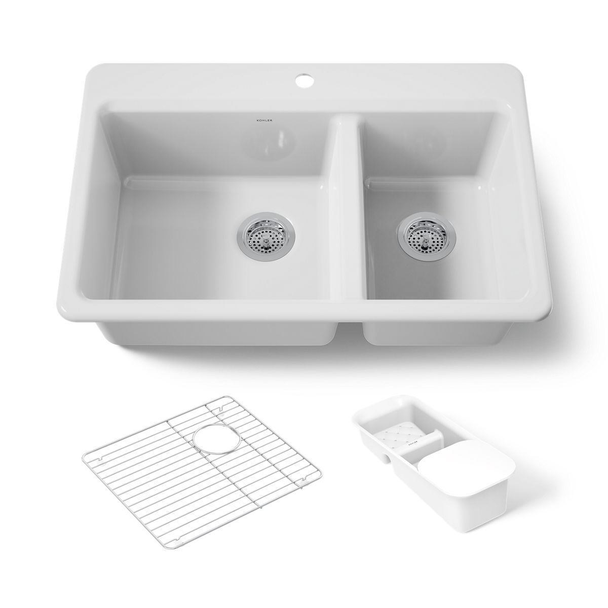 KOHLER K-8669-1A2 Riverby 33" top-mount double-bowl workstation kitchen sink