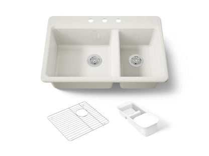 KOHLER K-8669-3A2 Riverby 33" top-mount double-bowl workstation kitchen sink