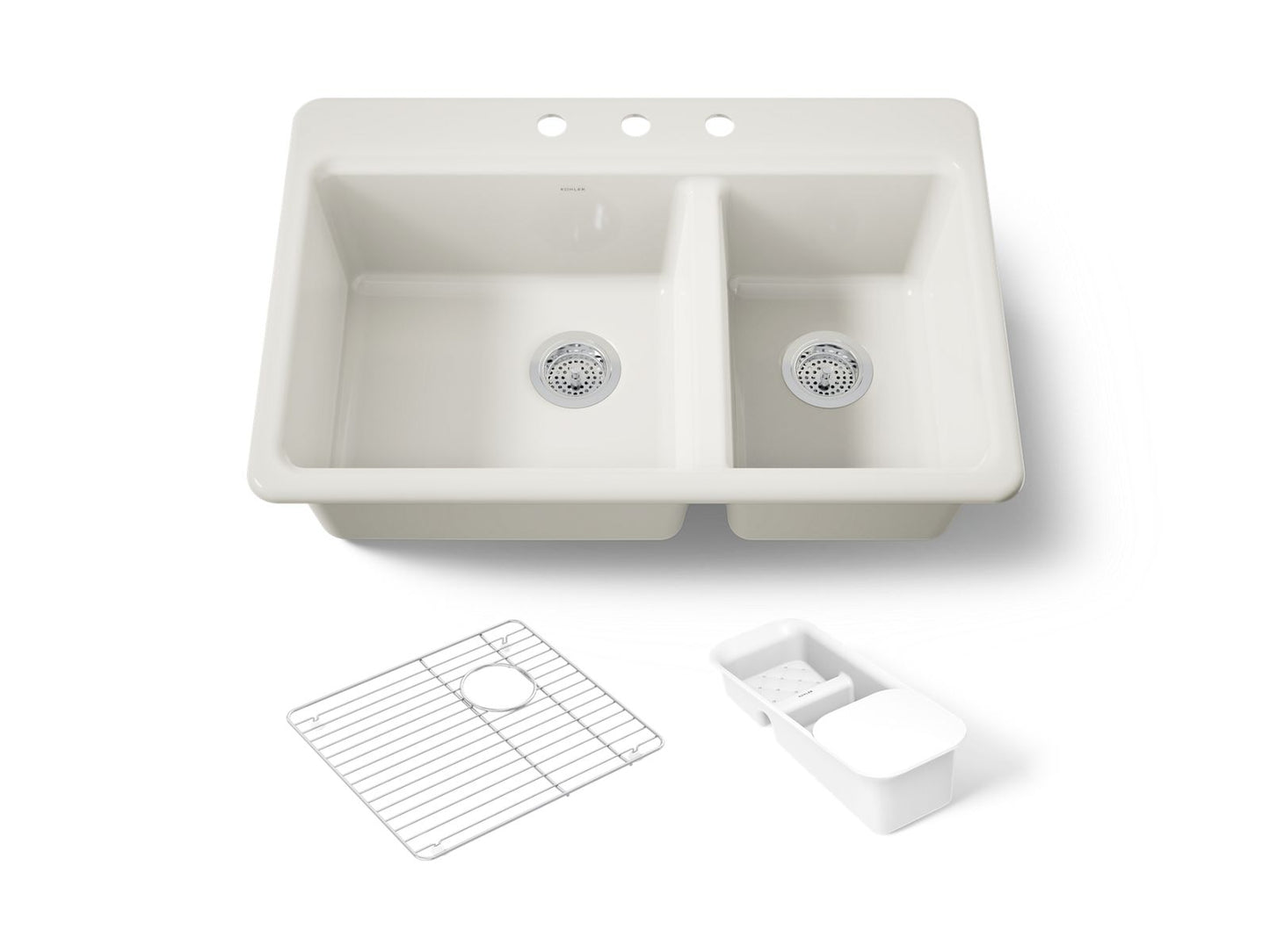 KOHLER K-8669-3A2 Riverby 33" top-mount double-bowl workstation kitchen sink