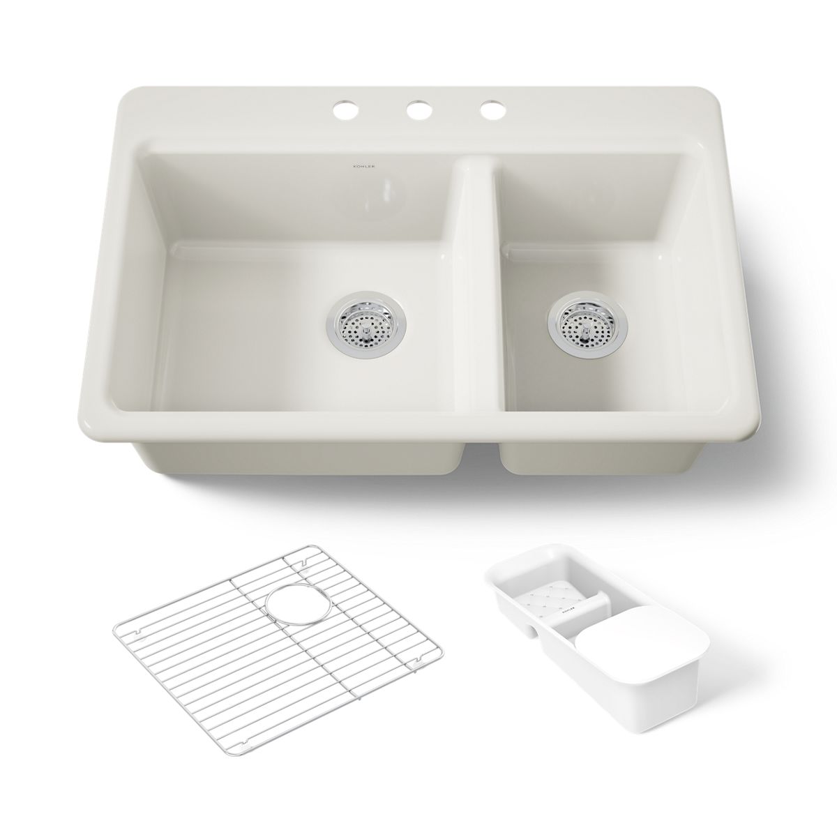 KOHLER K-8669-3A2 Riverby 33" top-mount double-bowl workstation kitchen sink
