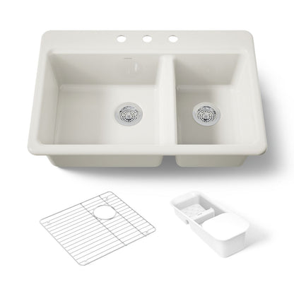 KOHLER K-8669-3A2 Riverby 33" top-mount double-bowl workstation kitchen sink