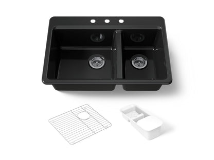 KOHLER K-8669-3A2 Riverby 33" top-mount double-bowl workstation kitchen sink