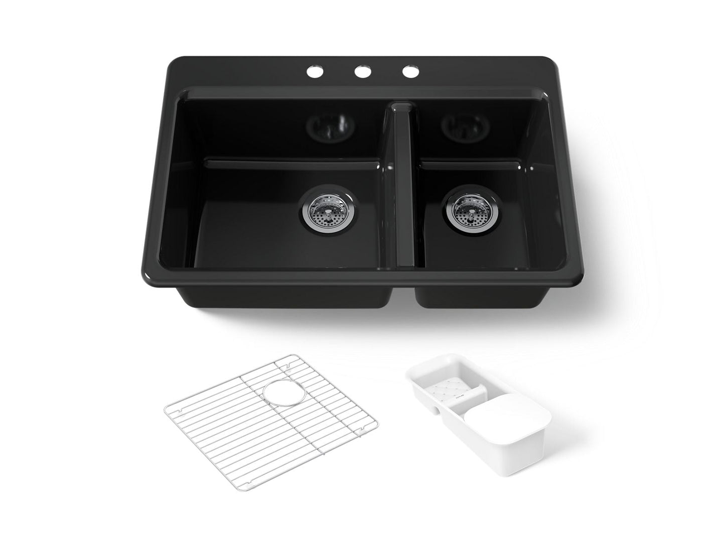 KOHLER K-8669-3A2 Riverby 33" top-mount double-bowl workstation kitchen sink