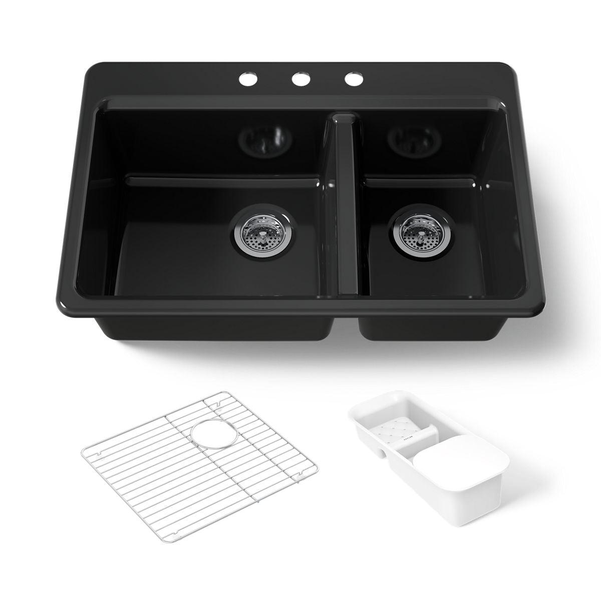 KOHLER K-8669-3A2 Riverby 33" top-mount double-bowl workstation kitchen sink