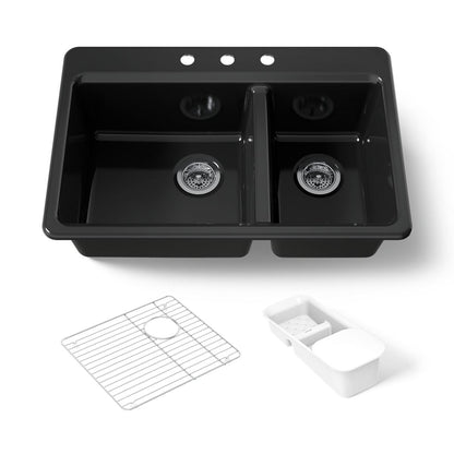 KOHLER K-8669-3A2 Riverby 33" top-mount double-bowl workstation kitchen sink