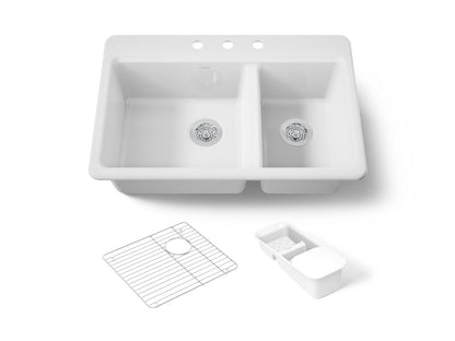 KOHLER K-8669-3A2 Riverby 33" top-mount double-bowl workstation kitchen sink