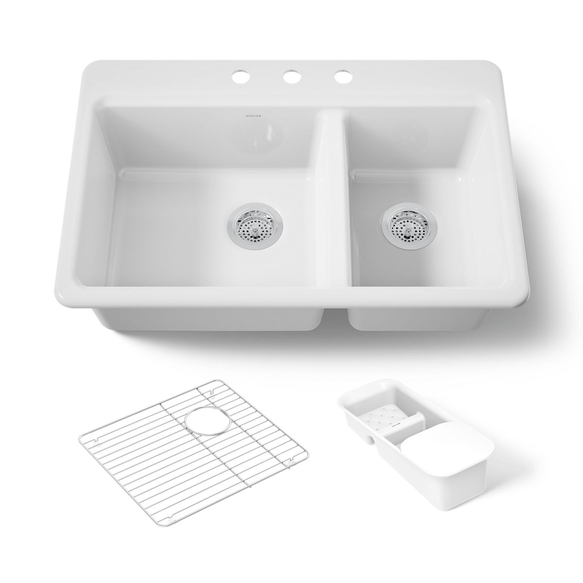 KOHLER K-8669-3A2 Riverby 33" top-mount double-bowl workstation kitchen sink