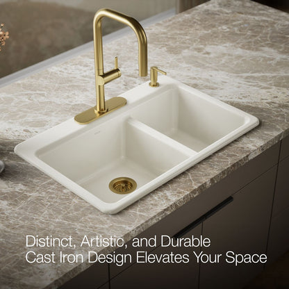 KOHLER K-8669-4A2 Riverby 33" top-mount double-bowl workstation kitchen sink