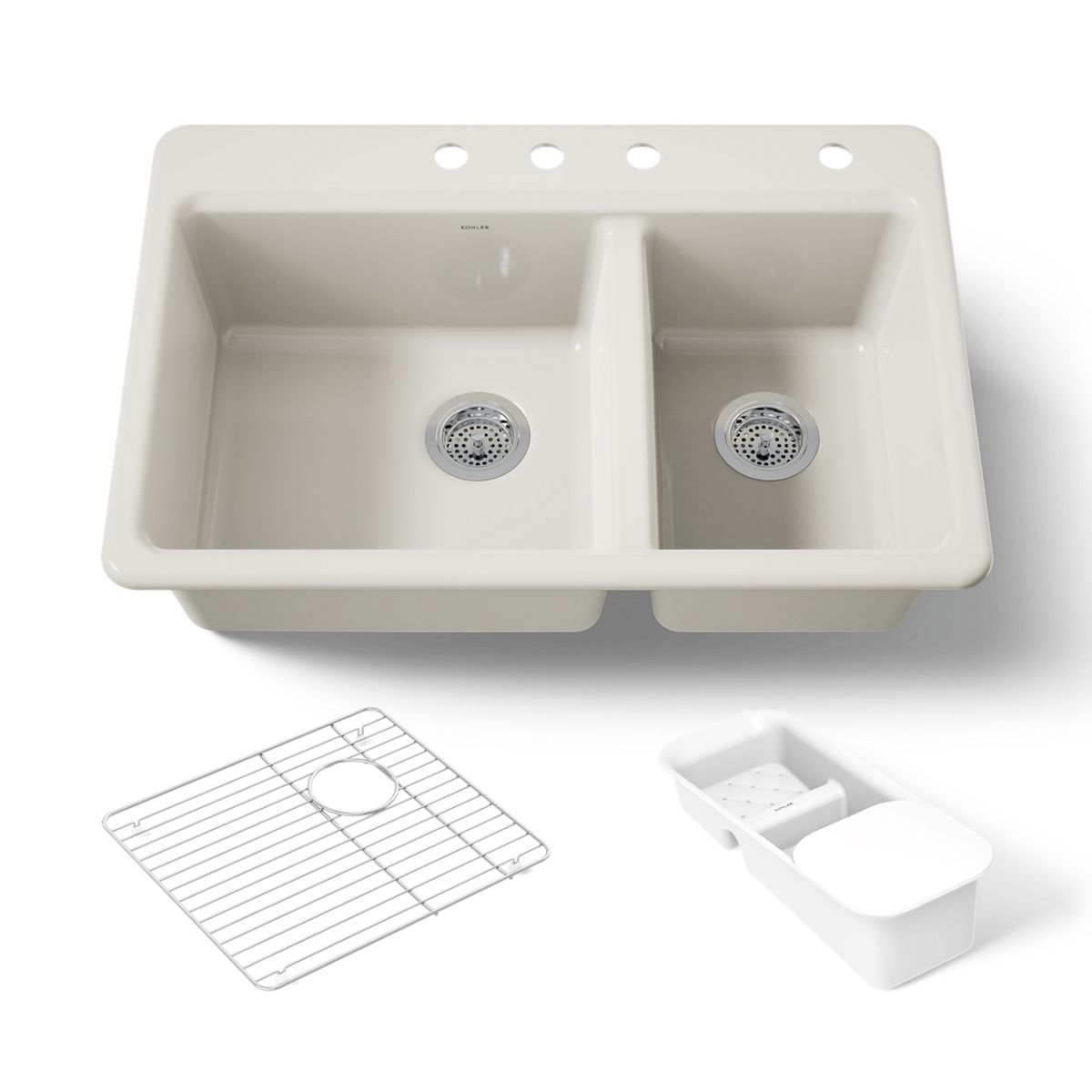 KOHLER K-8669-4A2 Riverby 33" top-mount double-bowl workstation kitchen sink