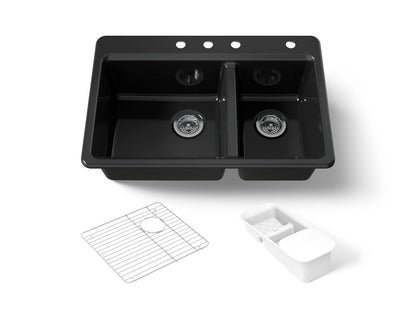 KOHLER K-8669-4A2 Riverby 33" top-mount double-bowl workstation kitchen sink