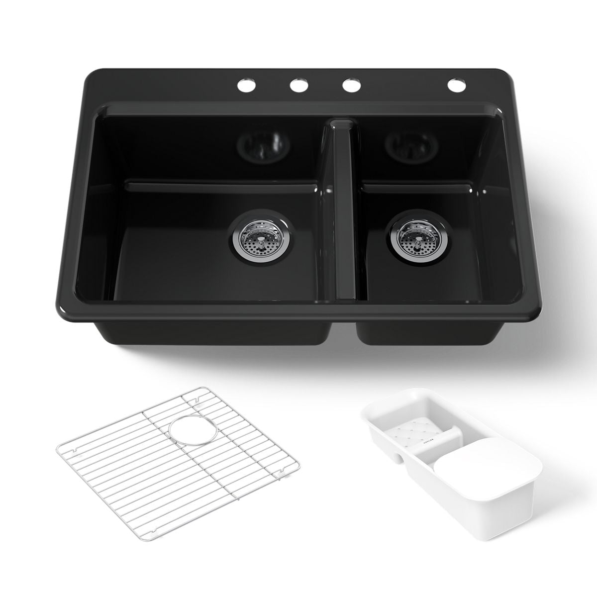 KOHLER K-8669-4A2 Riverby 33" top-mount double-bowl workstation kitchen sink