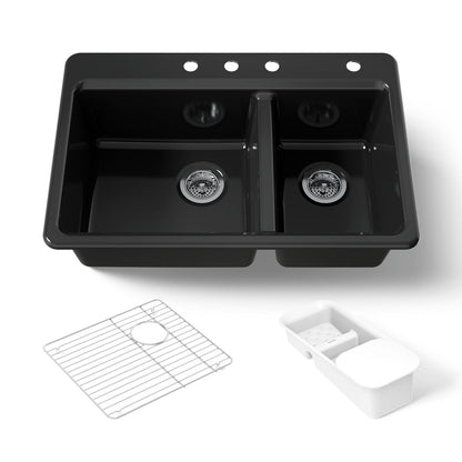 KOHLER K-8669-4A2 Riverby 33" top-mount double-bowl workstation kitchen sink