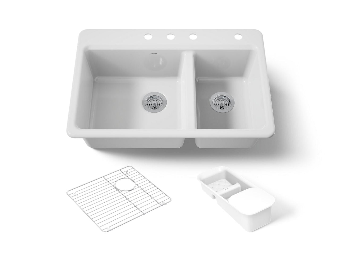 KOHLER K-8669-4A2 Riverby 33" top-mount double-bowl workstation kitchen sink