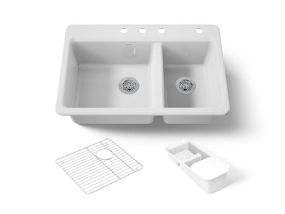KOHLER K-8669-4A2 Riverby 33" top-mount double-bowl workstation kitchen sink