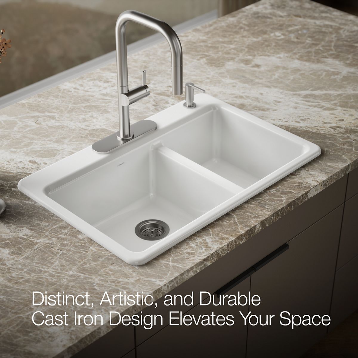 KOHLER K-8669-4A2 Riverby 33" top-mount double-bowl workstation kitchen sink