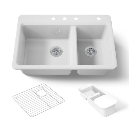 KOHLER K-8669-4A2 Riverby 33" top-mount double-bowl workstation kitchen sink