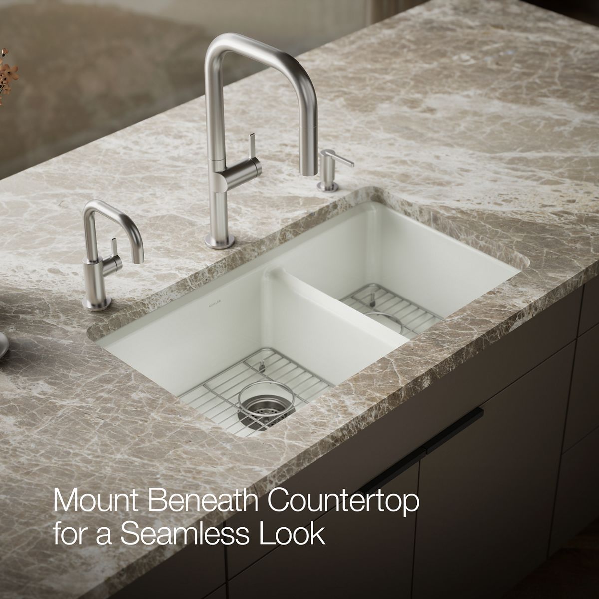 KOHLER Riverby 33" undermount double-bowl kitchen sink