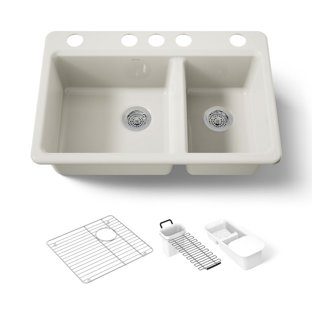 KOHLER K-8669-5UA3 Riverby 33" undermount double-bowl workstation kitchen sink