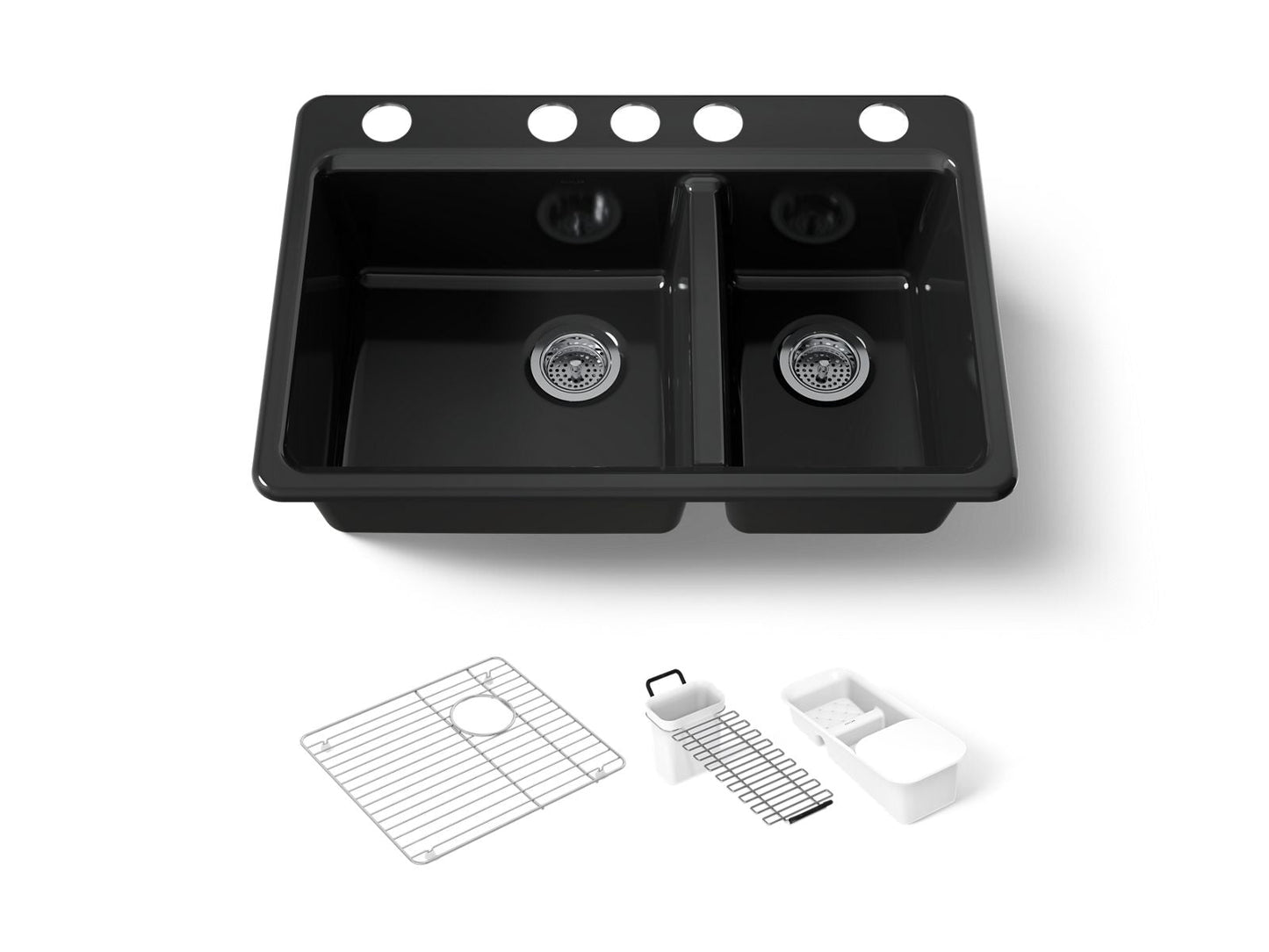 KOHLER K-8669-5UA3 Riverby 33" undermount double-bowl workstation kitchen sink