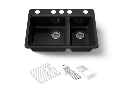 KOHLER K-8669-5UA3 Riverby 33" undermount double-bowl workstation kitchen sink