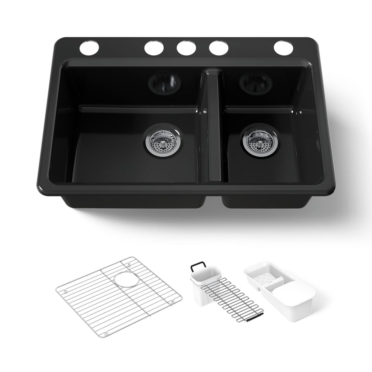 KOHLER K-8669-5UA3 Riverby 33" undermount double-bowl workstation kitchen sink
