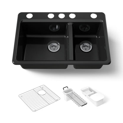 KOHLER K-8669-5UA3 Riverby 33" undermount double-bowl workstation kitchen sink
