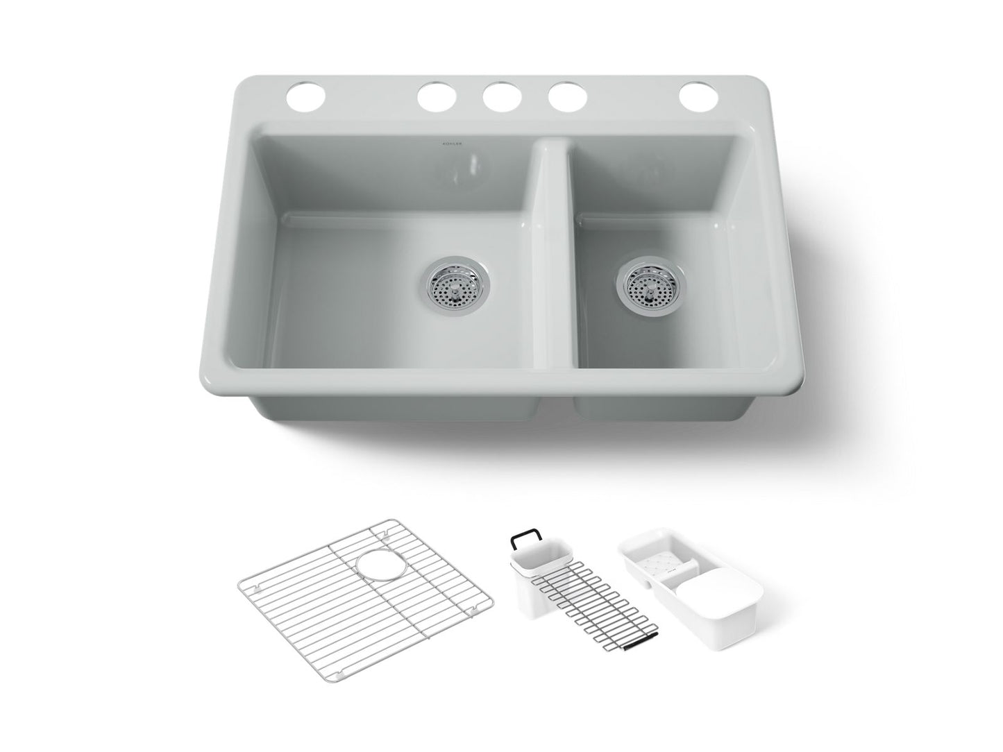 KOHLER K-8669-5UA3 Riverby 33" undermount double-bowl workstation kitchen sink