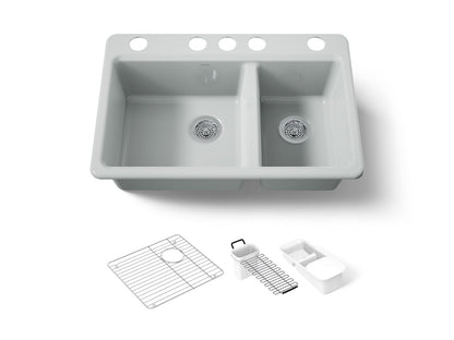 KOHLER K-8669-5UA3 Riverby 33" undermount double-bowl workstation kitchen sink