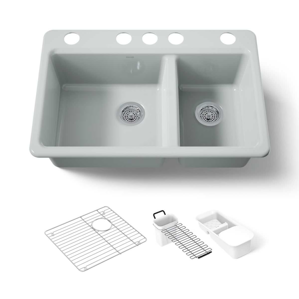 KOHLER K-8669-5UA3 Riverby 33" undermount double-bowl workstation kitchen sink