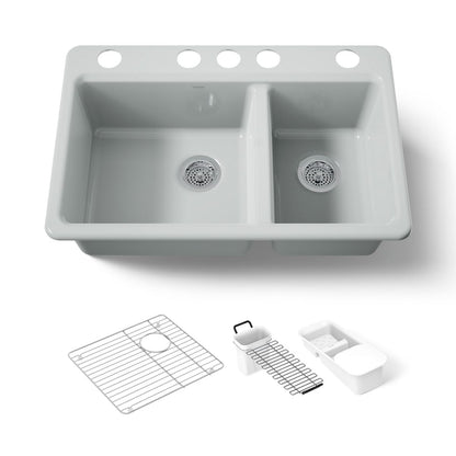 KOHLER K-8669-5UA3 Riverby 33" undermount double-bowl workstation kitchen sink