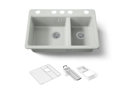 KOHLER K-8669-5UA3 Riverby 33" undermount double-bowl workstation kitchen sink