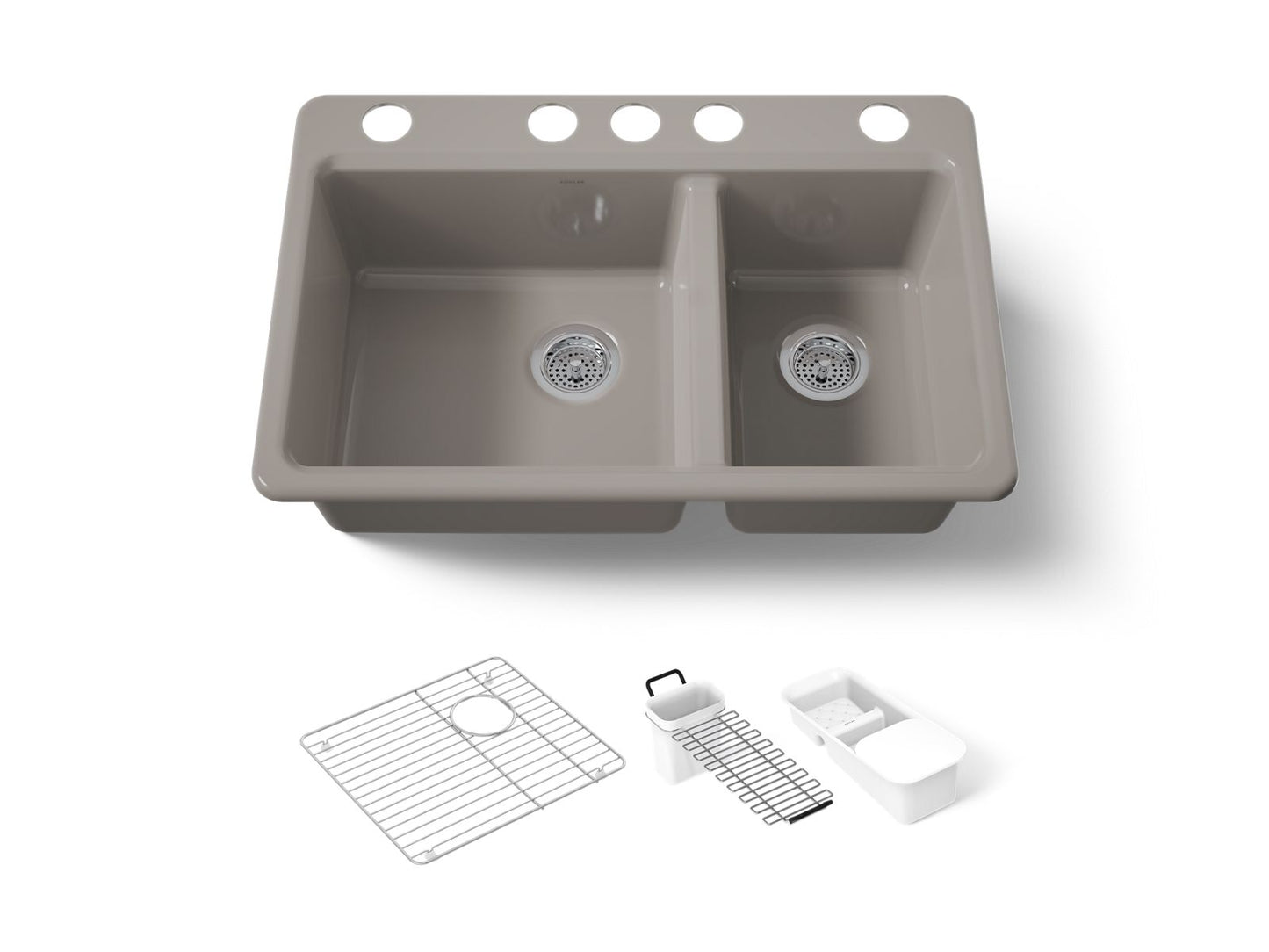 KOHLER K-8669-5UA3 Riverby 33" undermount double-bowl workstation kitchen sink
