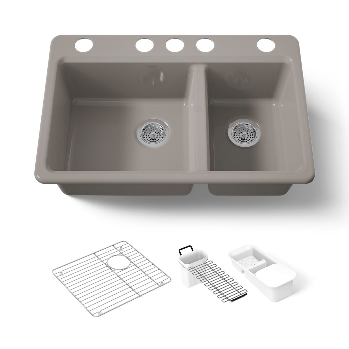 KOHLER K-8669-5UA3 Riverby 33" undermount double-bowl workstation kitchen sink