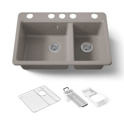 KOHLER K-8669-5UA3 Riverby 33" undermount double-bowl workstation kitchen sink