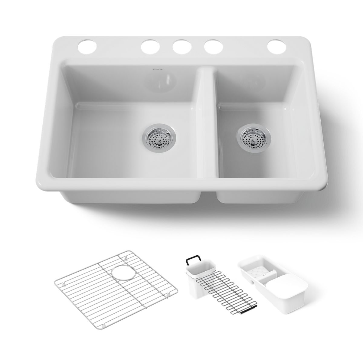 KOHLER K-8669-5UA3 Riverby 33" undermount double-bowl workstation kitchen sink