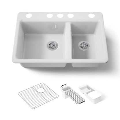 KOHLER K-8669-5UA3 Riverby 33" undermount double-bowl workstation kitchen sink