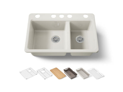 KOHLER Riverby 33" undermount double-bowl workstation kitchen sink
