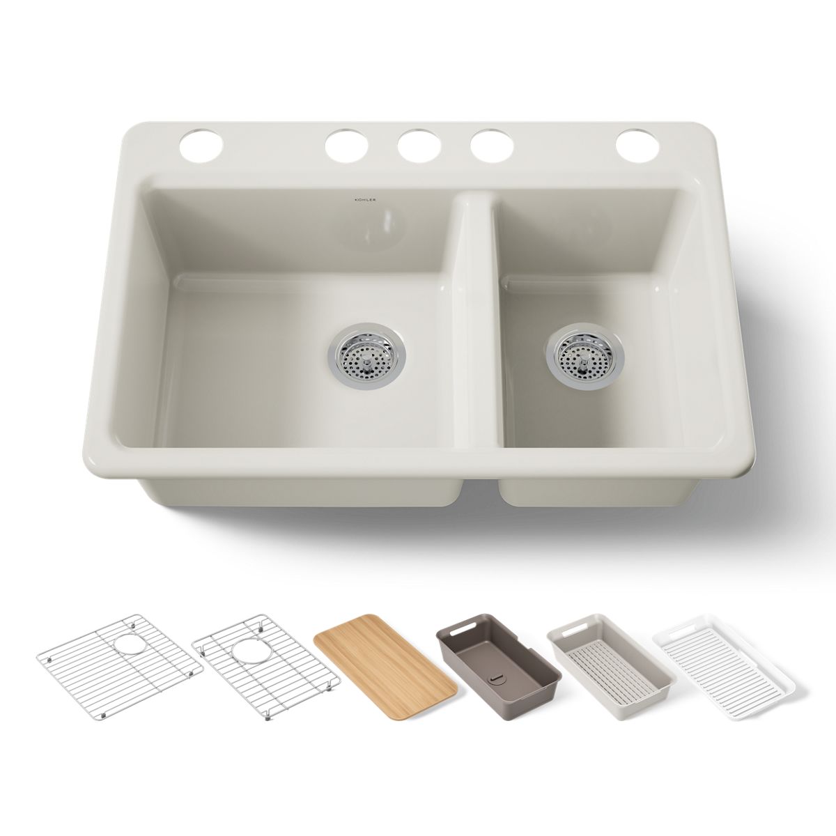 KOHLER Riverby 33" undermount double-bowl workstation kitchen sink