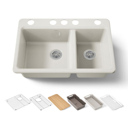 KOHLER Riverby 33" undermount double-bowl workstation kitchen sink