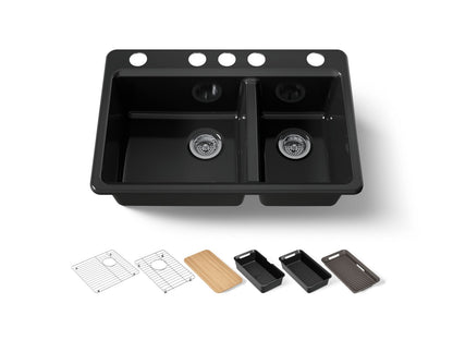 KOHLER Riverby 33" undermount double-bowl workstation kitchen sink