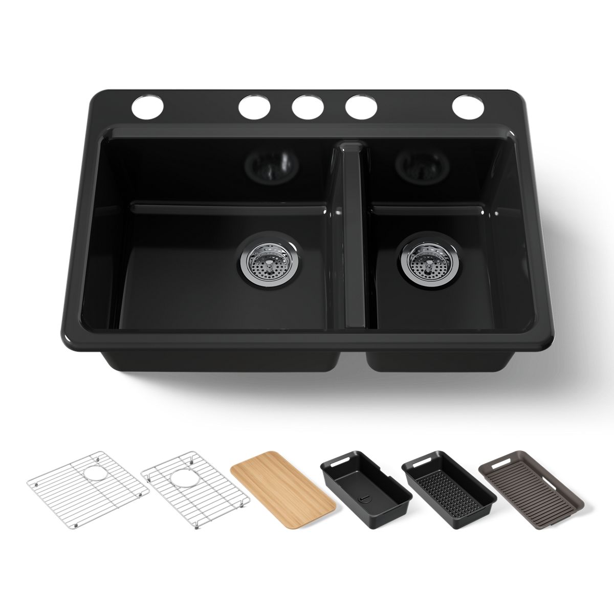 KOHLER Riverby 33" undermount double-bowl workstation kitchen sink