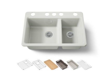 KOHLER Riverby 33" undermount double-bowl workstation kitchen sink
