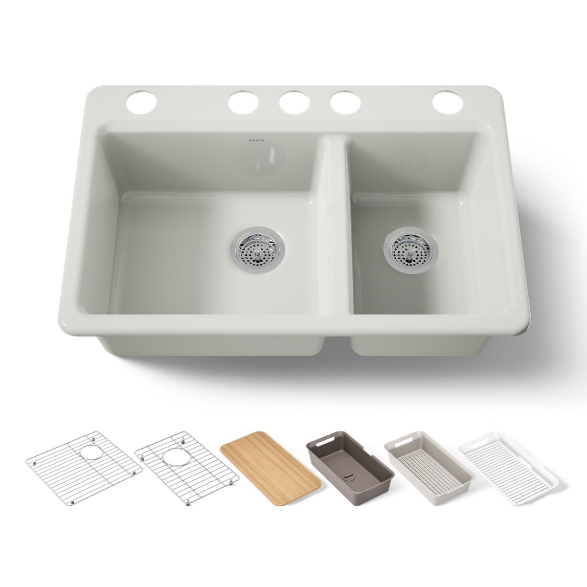 KOHLER Riverby 33" undermount double-bowl workstation kitchen sink