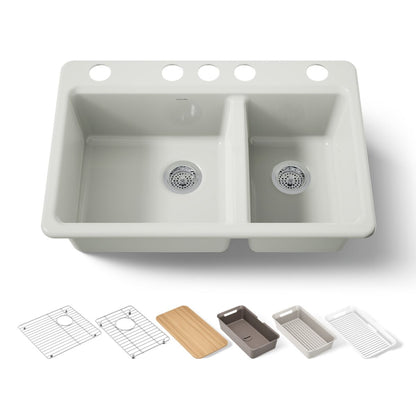 KOHLER Riverby 33" undermount double-bowl workstation kitchen sink