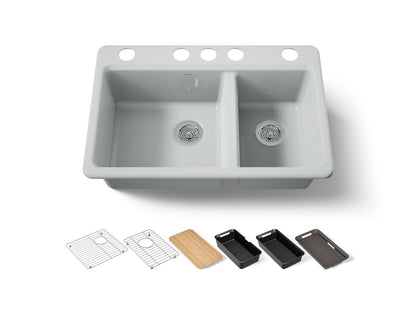 KOHLER Riverby 33" undermount double-bowl workstation kitchen sink