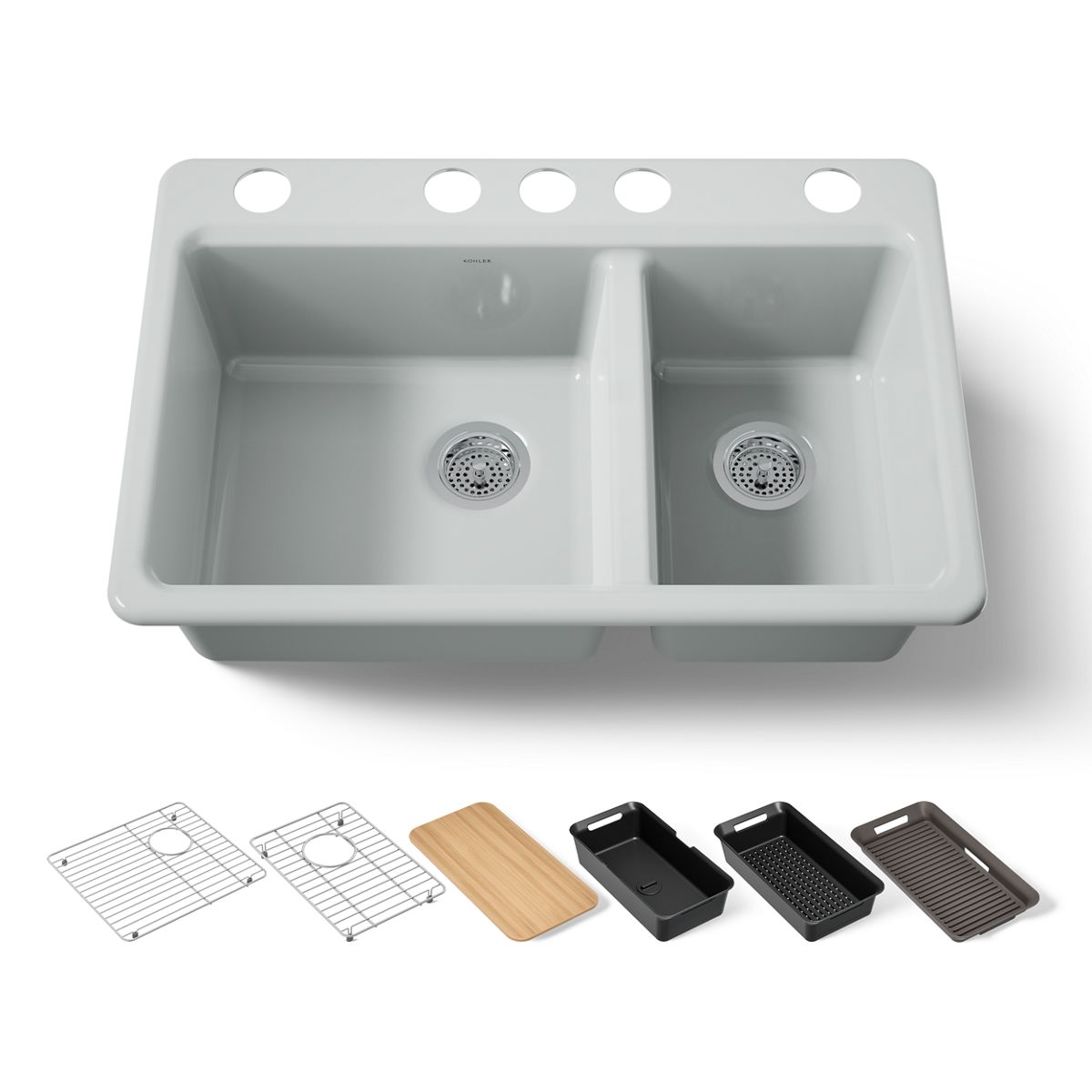 KOHLER Riverby 33" undermount double-bowl workstation kitchen sink